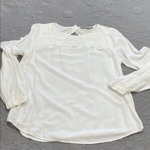 *3 for $10* LOFT White Blouse Lace Detail M